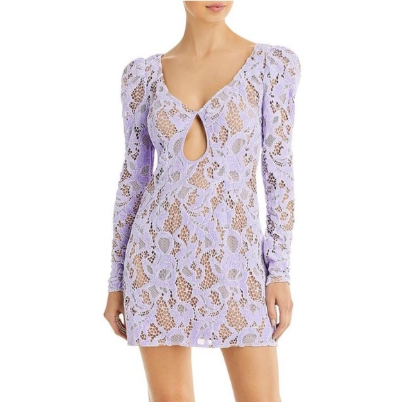 For Love & Lemons Rosemary Purple Velvet Open Back Mini Dress NWT - Picture 1 of 2